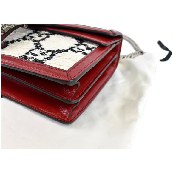 GUCCI Dionysus GG Tweed Small Shoulder Bag Cerise - Picture 7 of 12